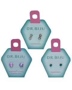 Hypoallergenic metal earrings, with Swarovski® crystals, Dr. Biju
